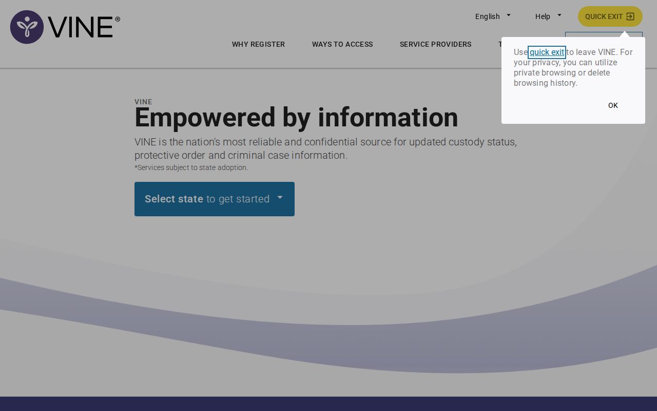 Grenada County VINELink inmate search interface for release notifications